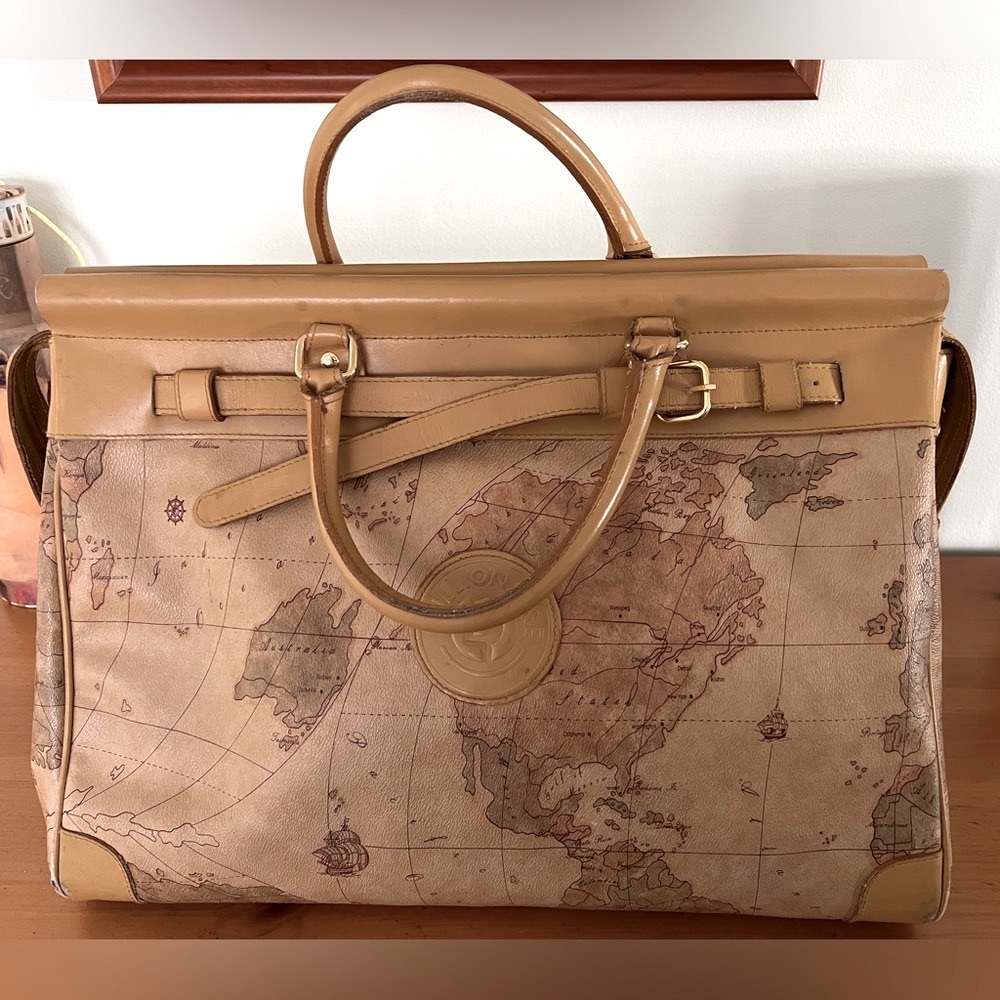 Map Pattern Leather Millionaire’s Hand Luggage Bag - image 1